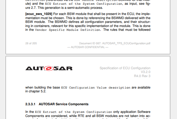 Beispiel: AUTOSAR PDF mit Seitenumbruch. Fuss- und Kopfzeile werden in das Extract leider eingefügt, siehe unten: