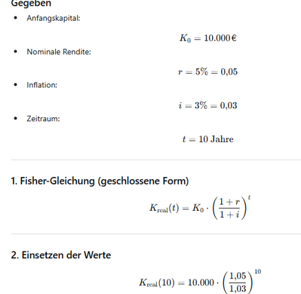 Berechnung der Rendite mit der Fischergleichung durch das LLM