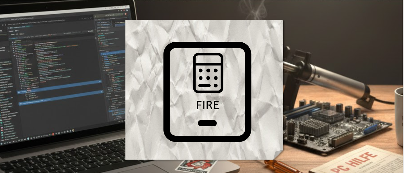 IT Werkbank mit Papierblatt, dass einen Taschenrechner  in einem TabletPC zeigt