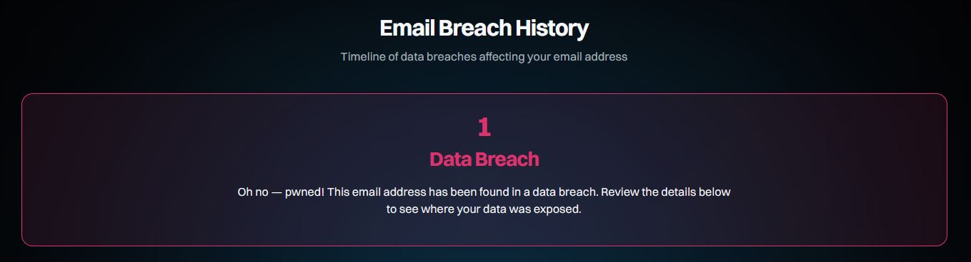 HIBP Webseite: Eine Emailadresse von mir war in einem Leak betroffen